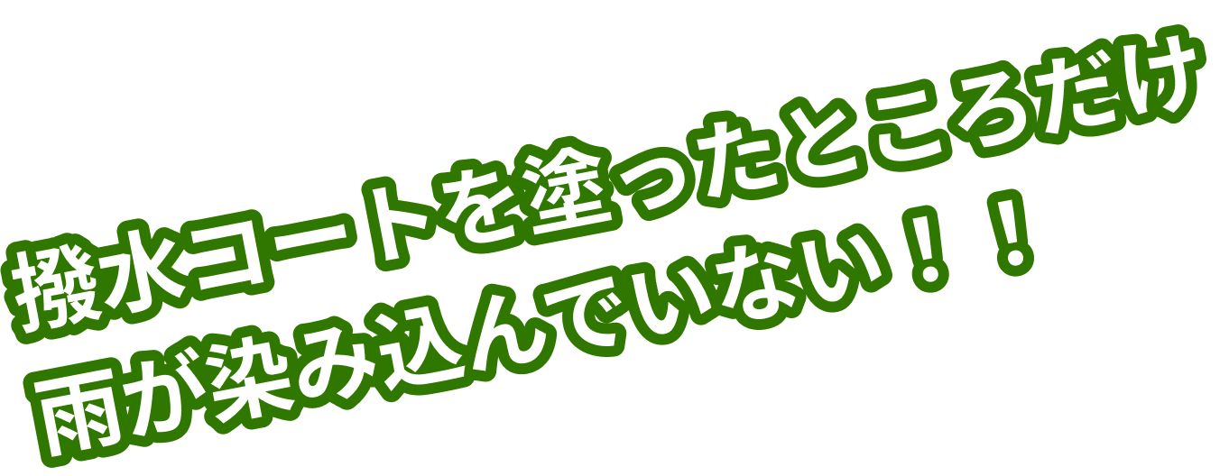 撥水コートを塗ったところだけ
              雨が染み込んでいない！！